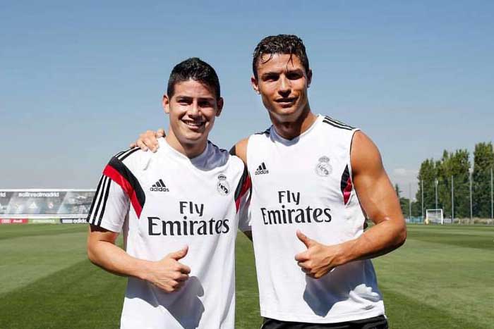 Cristiano Ronaldo ya entrenó con James Rodríguez