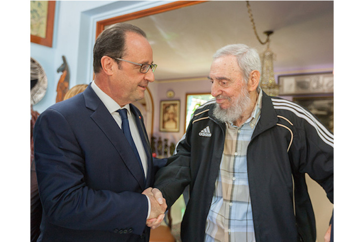 Fidel recibe a Hollande en Cuba