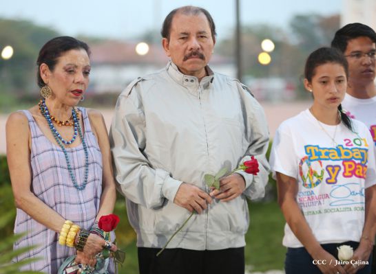 Daniel y Rosario rinden homenaje al Comandante de la Revolución, Tomás Borge Martínez