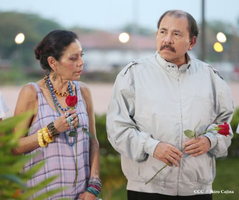 Daniel y Rosario rinden homenaje al Comandante de la Revolución, Tomás Borge Martínez