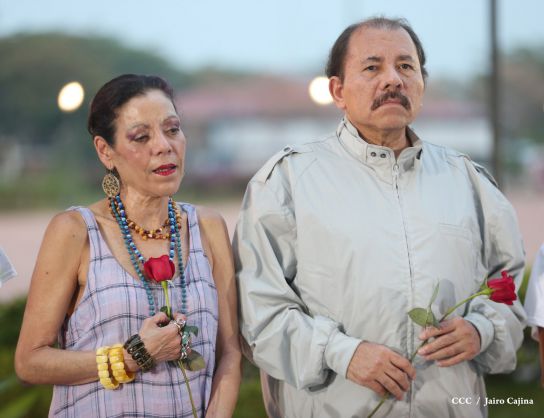 Daniel y Rosario rinden homenaje al Comandante de la Revolución, Tomás Borge Martínez
