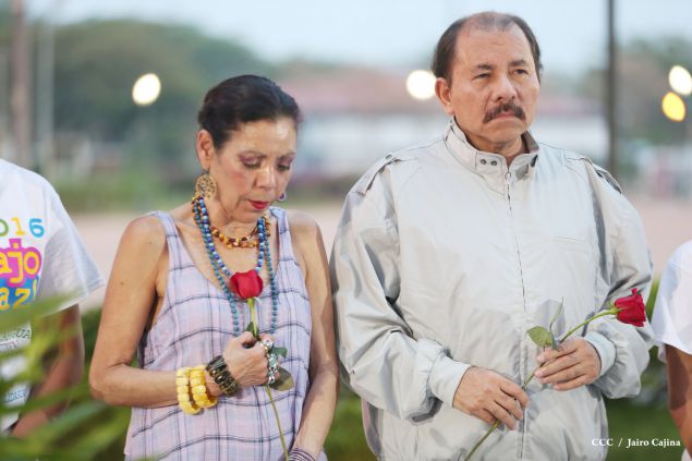 Daniel y Rosario rinden homenaje al Comandante de la Revolución, Tomás Borge Martínez