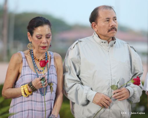 Daniel y Rosario rinden homenaje al Comandante de la Revolución, Tomás Borge Martínez