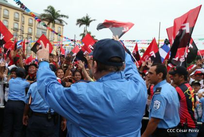 Presidente Daniel y Compañera Rosario en 37 Aniversario del Repliegue a Masaya