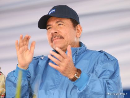 Presidente Daniel y Compañera Rosario en 37 Aniversario del Repliegue a Masaya