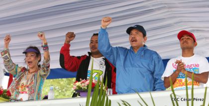 Presidente Daniel y Compañera Rosario en 37 Aniversario del Repliegue a Masaya