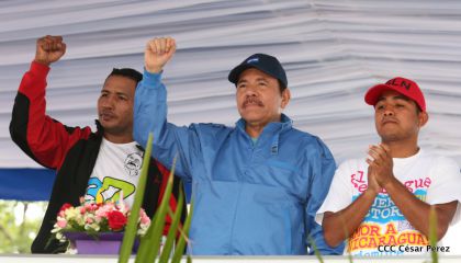 Presidente Daniel y Compañera Rosario en 37 Aniversario del Repliegue a Masaya