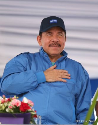 Presidente Daniel y Compañera Rosario en 37 Aniversario del Repliegue a Masaya