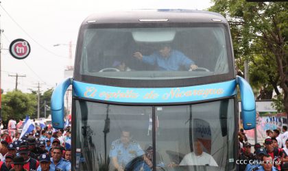 Presidente Daniel y Compañera Rosario en 37 Aniversario del Repliegue a Masaya