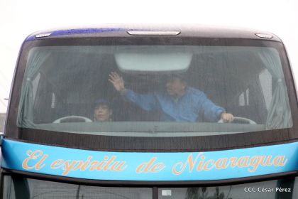 Presidente Daniel y Compañera Rosario en 37 Aniversario del Repliegue a Masaya