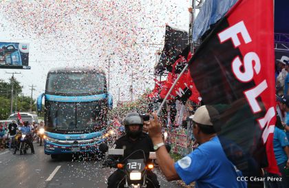 Presidente Daniel y Compañera Rosario en 37 Aniversario del Repliegue a Masaya