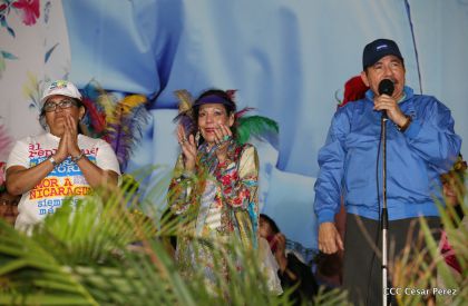 Presidente Daniel y Compañera Rosario en 37 Aniversario del Repliegue a Masaya