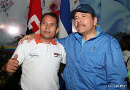 Presidente Daniel y Compañera Rosario en 37 Aniversario del Repliegue a Masaya