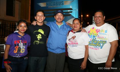 Presidente Daniel y Compañera Rosario en 37 Aniversario del Repliegue a Masaya