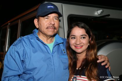 Presidente Daniel y Compañera Rosario en 37 Aniversario del Repliegue a Masaya