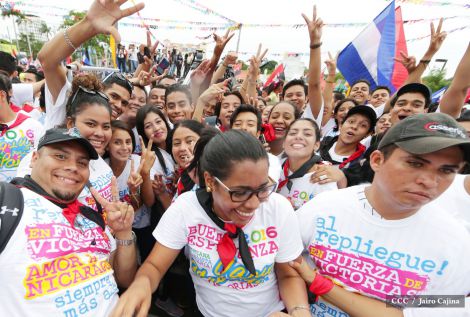 Presidente Daniel y Compañera Rosario en 37 Aniversario del Repliegue a Masaya