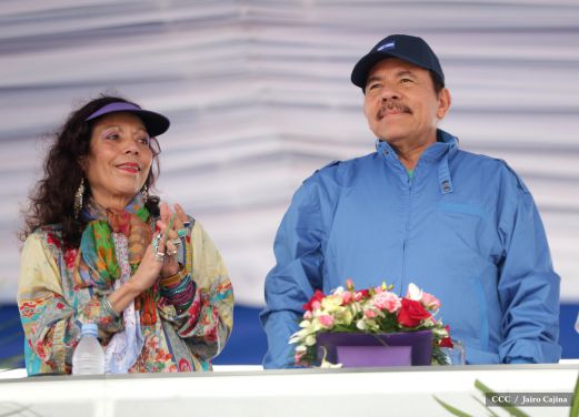 Presidente Daniel y Compañera Rosario en 37 Aniversario del Repliegue a Masaya