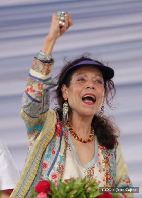 Presidente Daniel y Compañera Rosario en 37 Aniversario del Repliegue a Masaya