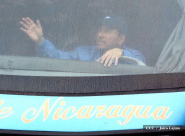 Presidente Daniel y Compañera Rosario en 37 Aniversario del Repliegue a Masaya