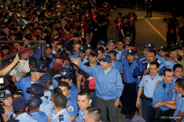 Presidente Daniel y Compañera Rosario en 37 Aniversario del Repliegue a Masaya