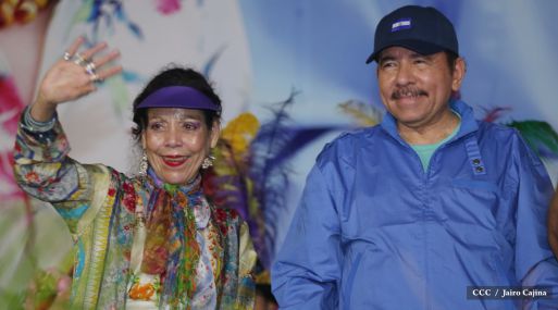 Presidente Daniel y Compañera Rosario en 37 Aniversario del Repliegue a Masaya