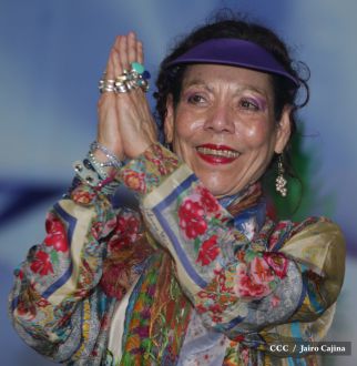 Presidente Daniel y Compañera Rosario en 37 Aniversario del Repliegue a Masaya