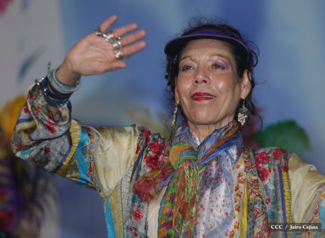 Presidente Daniel y Compañera Rosario en 37 Aniversario del Repliegue a Masaya