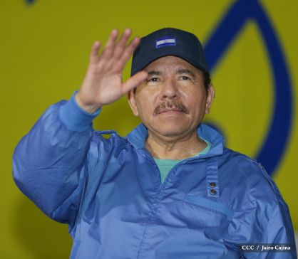 Presidente Daniel y Compañera Rosario en 37 Aniversario del Repliegue a Masaya