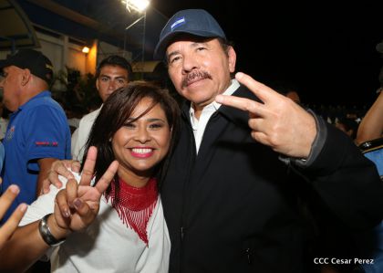 Daniel y Rosario, fórmula presidencial del Frente Sandinista y la Alianza Unida, Nicaragua Triunfa