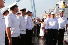 Daniel y Rosario despiden a tripulación de Buque Ruso "Moskva"