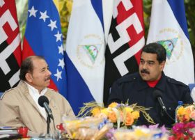 Presidente Daniel y Compañera Rosario celebran con el Presidente Maduro el 10 Aniversario de Nicaragua en el ALBA