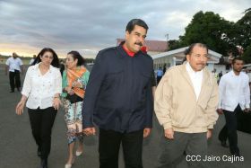 Presidente Daniel y Compañera Rosario celebran con el Presidente Maduro el 10 Aniversario de Nicaragua en el ALBA