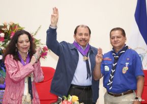 Daniel y Rosario presiden conmemoración del 100 aniversario del Movimiento Scout en Nicaragua