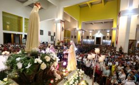 Catedral de Managua se ilumina para conmemorar centenario de la aparición de Virgen de Fátima