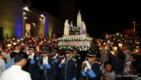Catedral de Managua se ilumina para conmemorar centenario de la aparición de Virgen de Fátima
