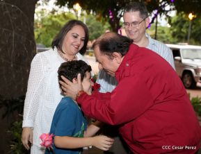 Daniel y Rosario en acto central del natalicio del Comandante Carlos Fonseca Amador