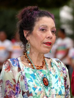 Daniel y Rosario en acto central del natalicio del Comandante Carlos Fonseca Amador