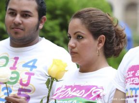 Daniel y Rosario en acto central del natalicio del Comandante Carlos Fonseca Amador
