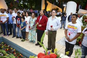 Daniel y Rosario en acto central del natalicio del Comandante Carlos Fonseca Amador