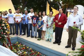 Daniel y Rosario en acto central del natalicio del Comandante Carlos Fonseca Amador