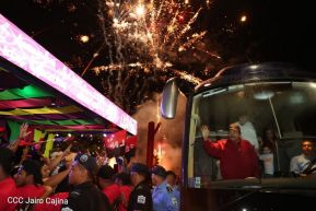 Daniel y Rosario junto al pueblo celebran 38 años del Repliegue a Masaya