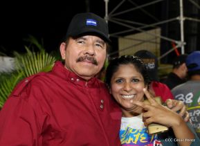 Daniel y Rosario junto al pueblo celebran 38 años del Repliegue a Masaya