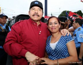 Daniel y Rosario junto al pueblo celebran 38 años del Repliegue a Masaya