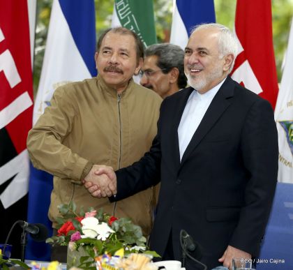 Encuentro del presidente Daniel Ortega y la compañera Rosario Murillo con el canciller de Irán