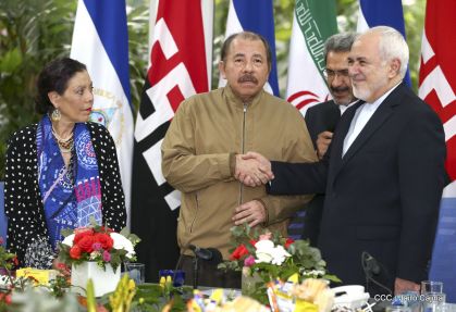 Encuentro del presidente Daniel Ortega y la compañera Rosario Murillo con el canciller de Irán