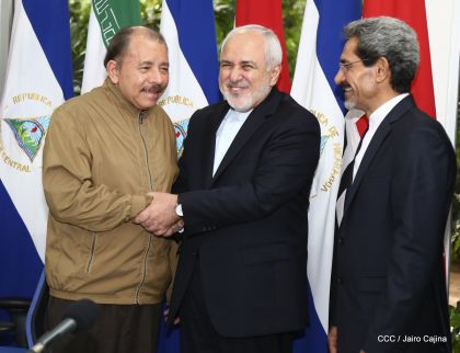 Encuentro del presidente Daniel Ortega y la compañera Rosario Murillo con el canciller de Irán