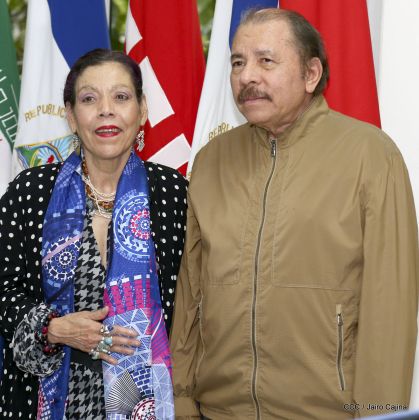 Encuentro del presidente Daniel Ortega y la compañera Rosario Murillo con el canciller de Irán