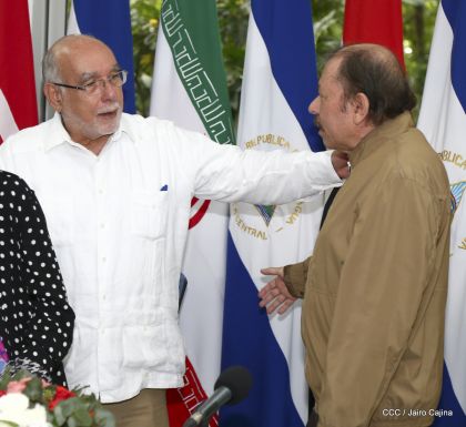 Encuentro del presidente Daniel Ortega y la compañera Rosario Murillo con el canciller de Irán