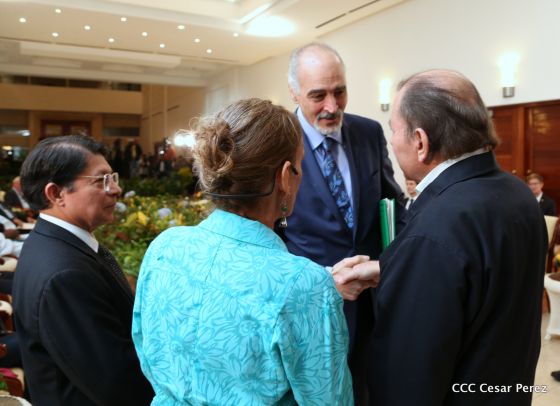 Presidente Daniel Ortega y vicepresidenta Rosario Murillo reciben cartas credenciales de 11 nuevos embajadores