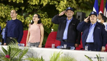 Presidente Daniel Ortega y vicepresidenta Rosario Murillo en homenaje al Padre de la Revolución Sandinista Carlos Fonseca
